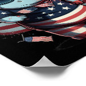 4 juli Patriottische Hippo Amerikaanse vlag Poster (Hoek)