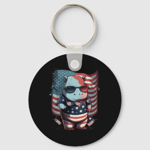 4 juli Patriottische Hippo Amerikaanse vlag Sleutelhanger