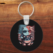 4 juli Patriottische Hippo Amerikaanse vlag Sleutelhanger (Voorkant)