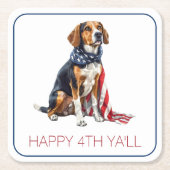 4 juli Patriottische Hond Gepersonaliseerd Kartonnen Onderzetters (Voorkant)