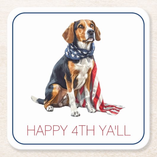 4 juli Patriottische Hond Gepersonaliseerd Kartonnen Onderzetters (Voorkant)