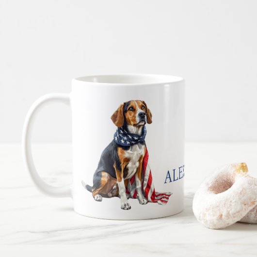 4 juli Patriottische Hond Gepersonaliseerd Koffiemok (Met donut)