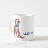 4 juli Patriottische Hond Gepersonaliseerd Koffiemok (Voorkant links)