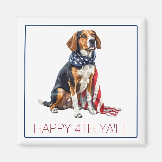 4 juli Patriottische Hond Gepersonaliseerd Magneet (Voorkant)
