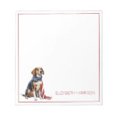 4 juli Patriottische Hond Gepersonaliseerd Notitieblok (Voorkant)