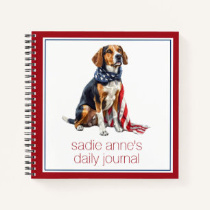 4 juli Patriottische Hond Gepersonaliseerd Notitieboek