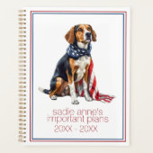4 juli Patriottische Hond Gepersonaliseerd Planner (Voorkant)