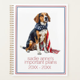 4 juli Patriottische Hond Gepersonaliseerd Planner