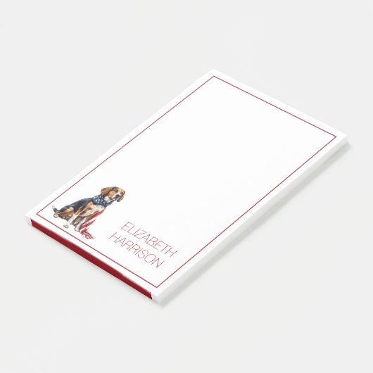 4 juli Patriottische Hond Gepersonaliseerd Post-it® Notes (Schuin)