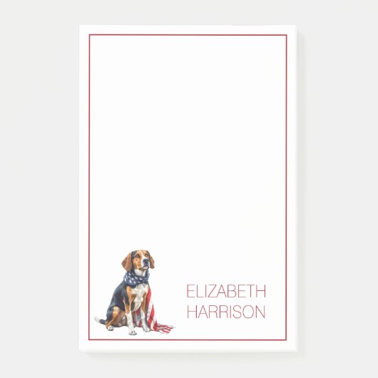 4 juli Patriottische Hond Gepersonaliseerd Post-it® Notes (Voorkant)