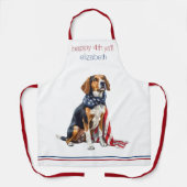4 juli Patriottische Hond Gepersonaliseerd Schort (Voorkant)