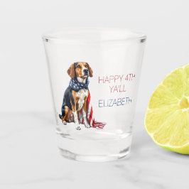 4 juli Patriottische Hond Gepersonaliseerd Shot Glas