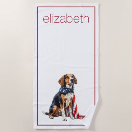 4 juli Patriottische Hond Gepersonaliseerd Strandlaken