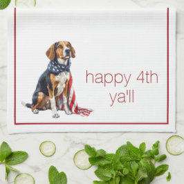 4 juli Patriottische Hond Gepersonaliseerd Theedoek