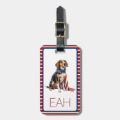 4 juli Patriottische Hond Monogram Bagagelabel (Voorkant verticaal)
