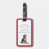 4 juli Patriottische Hond Monogram Bagagelabel (Achterkant verticaal)