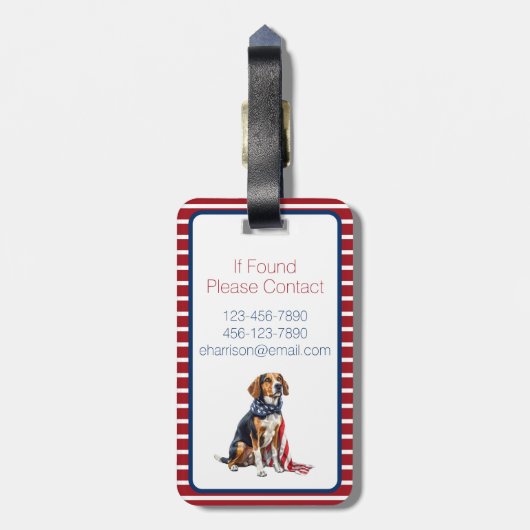 4 juli Patriottische Hond Monogram Bagagelabel (Achterkant verticaal)