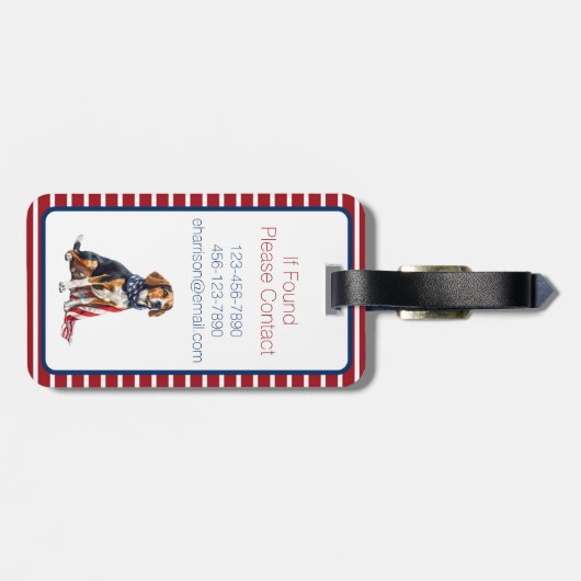 4 juli Patriottische Hond Monogram Bagagelabel (Achterkant horizontaal)