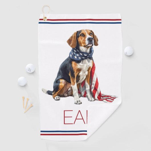 4 juli Patriottische Hond Monogram Golfhanddoek (Insitu)