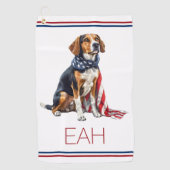 4 juli Patriottische Hond Monogram Golfhanddoek (Voorkant)
