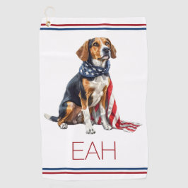 4 juli Patriottische Hond Monogram Golfhanddoek