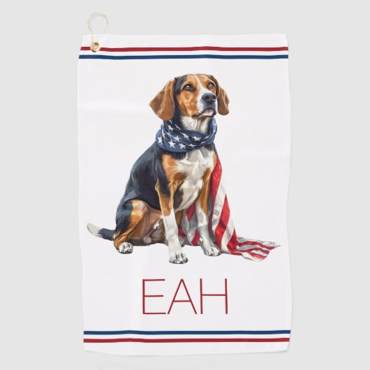 4 juli Patriottische Hond Monogram Golfhanddoek (Voorkant)