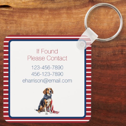 4 juli Patriottische Hond Monogram Sleutelhanger (Achterkant)