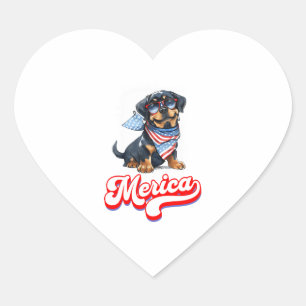 4 juli Patriottische Hond Rottweiler Merica Hart Sticker