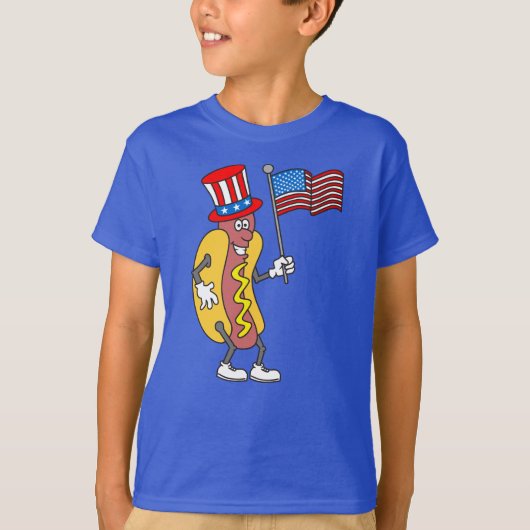 4 juli Patriottische hotdog Grappig T-shirt (Voorkant)
