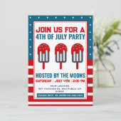 4 juli Patriottische Ice Cream Pop Party Kaart (Staand voorkant)