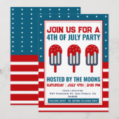 4 juli Patriottische Ice Cream Pop Party Kaart (Voorkant / Achterkant)