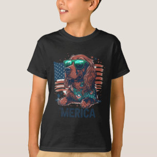 4 juli Patriottische Ierse Setter hond Merica T-shirt
