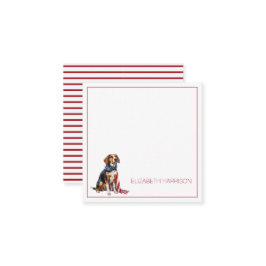 4 juli patriottische jachthond gepersonaliseerd notitiekaartje