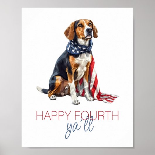4 juli Patriottische jachthond Persoonlijk Poster (Voorkant)