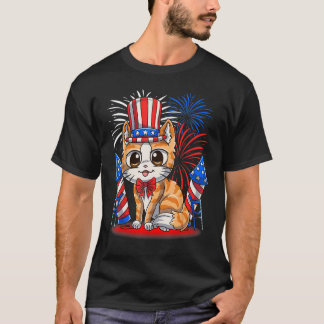 4 juli Patriottische Kat Amerikaanse Vlag Meowica  T-shirt