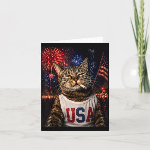 4 juli patriottische kat die sigaret rookt 250 jaa kaart