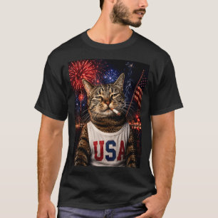 4 juli patriottische kat die sigaret rookt 250 jaa t-shirt