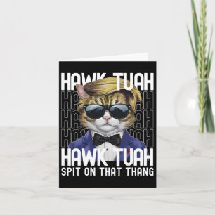 4 juli Patriottische kat USA Hawk Tuah spuugt op T Kaart