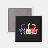 4 juli patriottische kat VS Amerikaanse vlag Magneet (Voorkant / Achterkant)