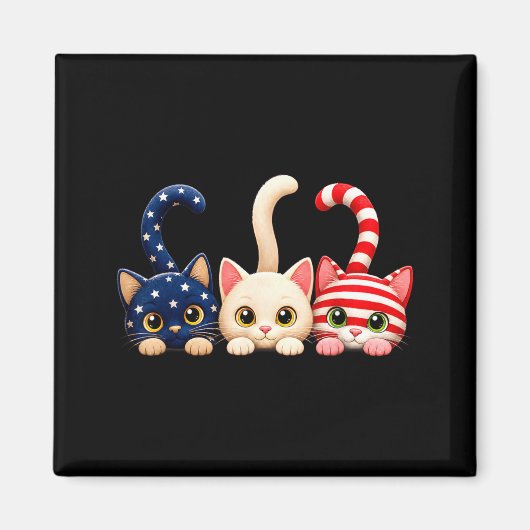 4 juli patriottische kat VS Amerikaanse vlag Magneet (Voorkant)