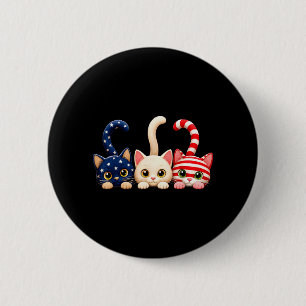4 juli patriottische kat VS Amerikaanse vlag Ronde Button 5,7 Cm