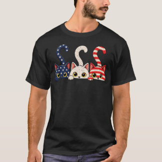 4 juli patriottische kat VS Amerikaanse vlag T-shirt