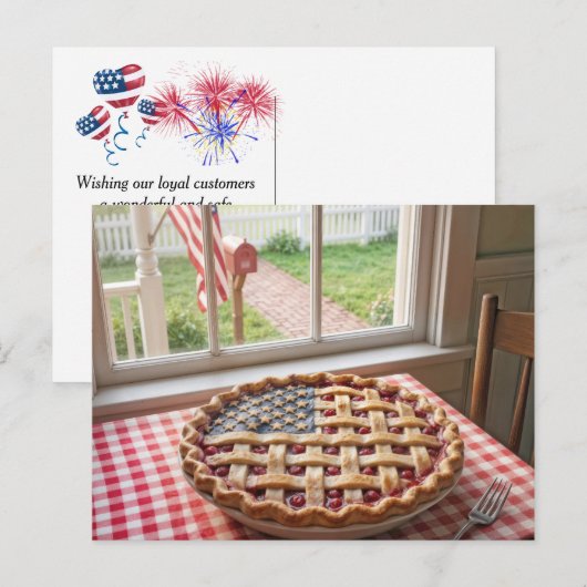 4 juli patriottische kersenpastei briefkaart (Voorkant / Achterkant)