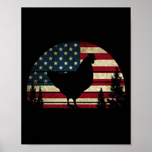 4 juli Patriottische kip Amerikaanse vlag CH Poster