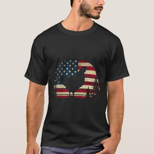 4 juli Patriottische kip Amerikaanse vlag CH T-shirt (Voorkant)