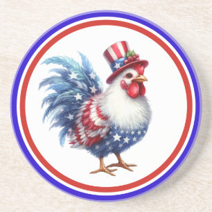 4 juli Patriottische Kip met vlag van de VS Zandsteen Onderzetter