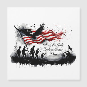 4 juli Patriottische kunst met vlag en soldaten