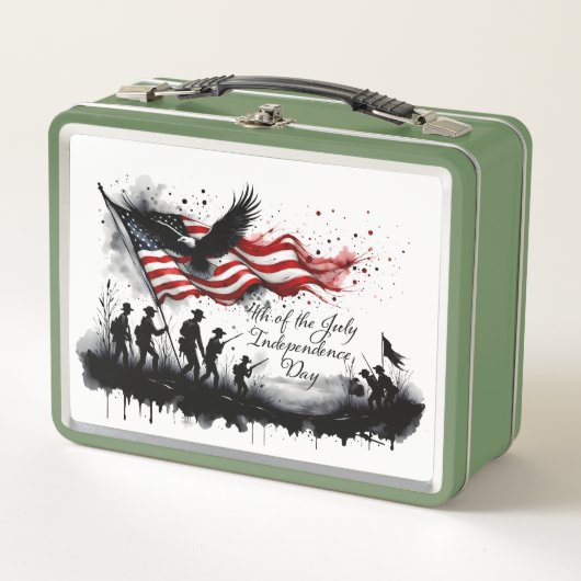 4 juli Patriottische kunst met vlag en soldaten (Voorkant)