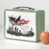 4 juli Patriottische kunst met vlag en soldaten (In situ)