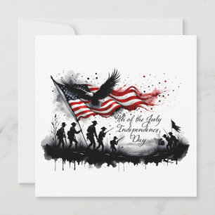 4 juli-patriottische kunst met vlag en soldaten